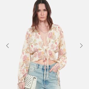 NWT! 🔥🔥🔥 The Kooples English Roses 100% Silk  Floral Blouse with Tie